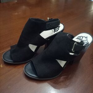 Fergalicious Black Open-Toe Heels